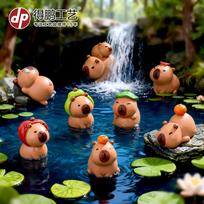 8pcsSet Miniature Capybara Mini Kapibare Action Figures Capybara Model Home Decoration Kids Gift DIY Micro Landscape Ornament