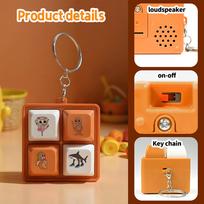 Creativity Italian Brainrot 4-Key Keyboard Fidget Toy Tungtungtung Sahur Sound and Light Pendant Toys Keychain Stress Relief