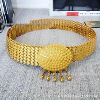 Hot-Selling Gold-Plated Waist Belt: Retro Ethnic Style for Women's Long Skirts auksas