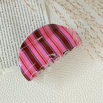 Fashion Stripe Design Acetate Hair Claw Strong Hold Semicircle Shark Clip Elegant Minimalist Hair Clip Back-Head Updos rožinė
