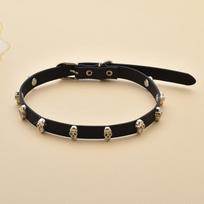 Trendy Retro Ladies Collar Personality Black Leather Collar Skull Neck Chain Punk Collarbone Neck