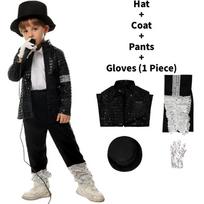 MJ Michael Jackson Cosplay kostiumas vaikams su spauda sceniniams šokio pasirodymams S