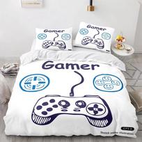 Game Printed Duvet Cover Set Gamepad Video Game Controller Bedding Set for Kids Teens Boys Bedroom Quilt Cover with Pillowcase 140cmx200cm