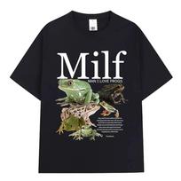 Funny MILF Unisex I Love Frogs Print  TShirt Green Frog Design Humorous Animal Lover Gift Casual Loose Short Sleeve Top Unisex S