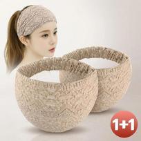 Frizzy Hair Fixing Lace Hairband Bandana Headscarf 1+1 beige