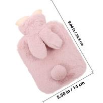 Hot Water Bag Portable Travel Hot Water Bottle Hand Feet Warmer 500Ml Soft Cover Heat Bag for Cramps Office Home School Use rožinė
