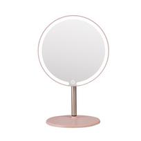 Adjustable LED Makeup Mirror Rotation 3 Color Lights Portable Cosmetic Mirrors High-Definition Dimmable Lighted Desktop Mirrors rožinė