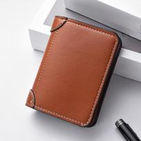 Men’s Slim PU Leather Wallet RFID Blocking Bifold Short Wallet Minimalist Card Holder ID Window Cash Pocket Business Wallet for Men Gift ruda