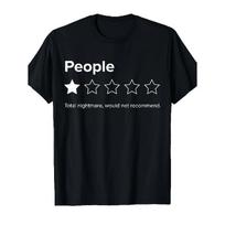 Juokingas Sarcastic  Žmonės nerekomenduotų  1/5 žvaigždutės apžvalgos Marškinėliai - Minkšti Retro Unisex Laisvo Kirpimo Marškinėliai su Sloganu  Visiška Košmaras  ir 5 Žvaigždučių Įvertinimu 5XL juoda