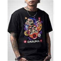 Men's Japanese Daruma Charm T-Shirt - 180g Heavyweight Cotton Tee with Bold DARUMA Graphic Print, Japanese Daruma Good Luck Token Design, Relaxed Fit S juoda