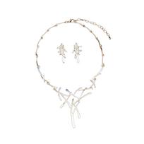 Fashionable And  Geometriac Hollow Metal Tree Trunk Necklace And Earrings Set One Size