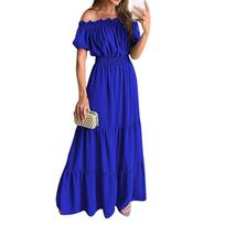 Women Dresses Summer Pleated  Boho Dress Cute Sleeveless Flowy Beach Straight Tee Dress Round Neck   Dress XL mėlyna