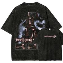 Devil May Cry  Dante Awakening Vintage Washed Tee Double Sided Design Front Dante Character Game Title Women And Unisex TShirt S