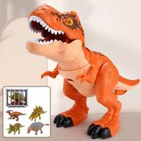 Plastikinis didelis rijantis dinozauras Žaislas Tyrannosaurus Rex Sąnariai judantys Juros periodo Berniukas Gyvūno modelis Imitacinis garsas OneSize oranžinė