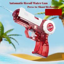 Auto Blowback Water Gun Transparent Safe Water Blaster Manual Squirt Gun for Kids Water Play Toy for Summer Pool Interactive Fun raudona