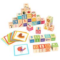 Montessori 36 vnt. medinių kaladėlių rinkinys, raidės ABC ir skaičiai, mokomasis žaislas su kortelėmis, STEM statybos rinkinys mažyliams, edukacinis žaislas Geometric Shape
