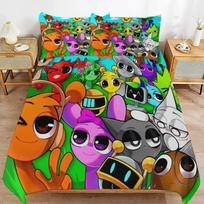 S-Sprunki Bedding Set I-Incredibox 3D Printed Music Game Duvet Cover Set Soft Single Twin Double Size Sprunki Gifts Kids 135x200cm