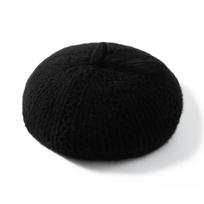 100% Pure Cashmere Women's Thick Knit Warm Beret One Size juoda