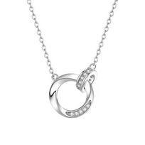 Sterling Silver Mobius Strip Necklace with Diamond Inlay - Elegant Clavicle Chain, Perfect Birthday Gift S925 Silver Mobius Necklace