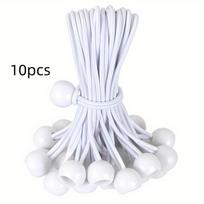 10Pcs Outdoor Tent Tie-Down High Elasticity Rope With Plastic Ball, Elastic Rope With Ball For Trampoline And Luggage 10Pcs White Rope