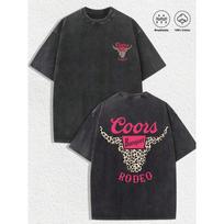 Medvilninis T1 vnt. „Coors Banquet Rodeo - Leopardų rašto Jaučio kaukolė“ 2XL juoda