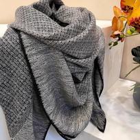 Mulberry silk wool 135 silk wool blended weaving impression large square scarf women's spring summer light luxury high-end silk scarf Standard