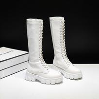 Shoes Female  Han Edition Joker Fashion Tide Shoes Newest Autumn Shoes Lace-Up Boots Knight Thick With Boots Women Boot 335 35