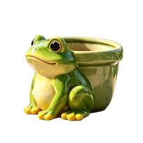 Frog Flowerpot, Decorative Resin Frog Planter, Fade-Resistant Herb Pot Garden Accent, for Home Decoration 1pc