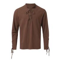 Men's Medieval Viking Shirt Renaissance Shirt Pirate Men's Long-Sleeved Halloween Cosplay Costume, Daily Casual Shirt S ruda