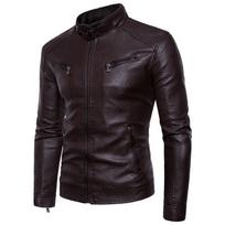 PU Kasdieninė Odinė Striukė Vyrams Pavasario Rudens Paltas Motociklininko Slim Fit Viršutiniai Drabužiai Vyriški Juodi Mėlyni Drabužiai Didelio Dydžio XS-3XL M