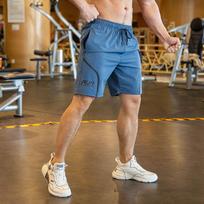 Men Beach Shorts Male Gym Fitness Sport Short Pants Joggers Basketball Sportswear Loose Plus Size Zip Pocket M mėlyna