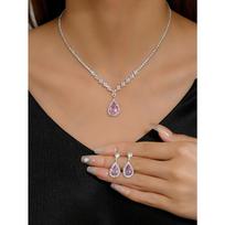 Zircon Water Drop Love Star Moon Necklace Light Luxury High Sense Temperament Collarbone Chain Exquisite Light Luxury Necklace