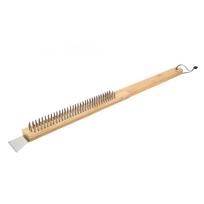 Long Pizza Oven Brush with Scraper Mounted Metal Bristles Pizza Brush Removable Pizza Brush with