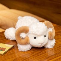 Doll Toys Lying Baby Goat&Cow Plush Doll PP Cotton Fluffy Cute Animal Plush Toys Stuffed Cute Big Horns Goat Toys Children