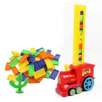 Automatic Laying Domino Train Electric Car Brick Blocks Kit Creative Game Intelligence Educational DIY Toy Kid Birthday Boy Gift raudona