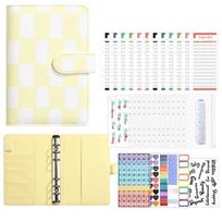 PU Leather Money Saving Binder Waterproof A6 Budget Binder with Cash Envelope  30 Day Challenge geltona