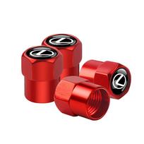 4Pcs Car Metal Wheel Tire Valve Caps Stem Cover Badge Accessories For Lexus LS LC IS350 ES300h ES300 IS250 IS220d NX350h CT200h raudona