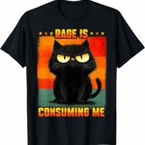 Funny Rage Is Consuming Me Cat Meme Silly Staring Teens S T-Shirt S įvairiaspalvis