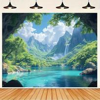 2D Nature Cave View Background Cloth for Home Decor & Party 47.2x31.5inch/120*80cm