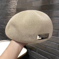 Mesh Structured Women's Berets Hat Fashion Accessory Collection Breathable Stylish Hat Face-Slimming Versatile Plain Cap smėlis