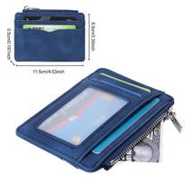 Short Men's Card Wallet PU Leather Transparent Window Mini Business Purse Multi-card Frosted Zipper Credit Card Holder Men's Use mėlyna
