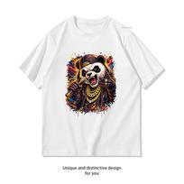 Hip Hop Panda Rapper Graffiti Art Panda MC with Microphone Urban Music Illustration tshirt Women Unisex cotton printed Tshirt S