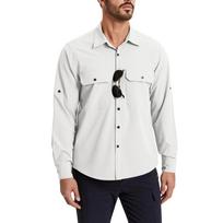 Men's Color Casual Loose Button Multi,Pocket Sun,Protective Breathable Workwear Long,Sleeved Shirt M balta