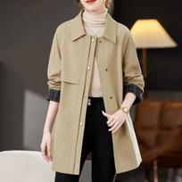 High-end Windbreaker Women's Mid-length Spring and Autumn Design Sense of Temperament Was Thin Coat Jacket S chaki