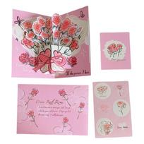 Creative 3D Greeting Card Pop Up Love with Envelope Thank You Cards Rose Blessing Card Wedding Invitations rožinė