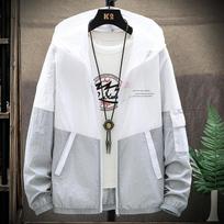 Summer Men's Sun Protection Shirt Thin Quick Drying Hood Windproof Jacket Breathable Letter Print Casual Hooded Sunscreen Jacket M balta
