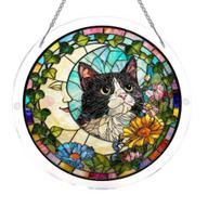 Stained Glass Effect Acrylic Puzzle Suncatcher Colorful Sunset DIY Window Hanging Ornament for Home Garden Decor Gift for Women Men Mom L