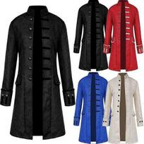 Mens Jackets Medieval Steampunk Vintage Coat Gothic Victorian Overcoat Carnival Cosplay Costume A S juoda