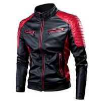 Vyriškos motociklinės odinės striukės Slim Fit PU odiniai paltai Kokybiški Naujos mados Vyriški rudeniniai kasdieniai odiniai švarkai 5XL M raudona