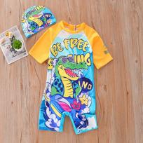 UPF50+ Boys' Dinosaur One-Piece Swimsuit for Kids 130 (Height 120-130cm, Weight 45-55 jin)